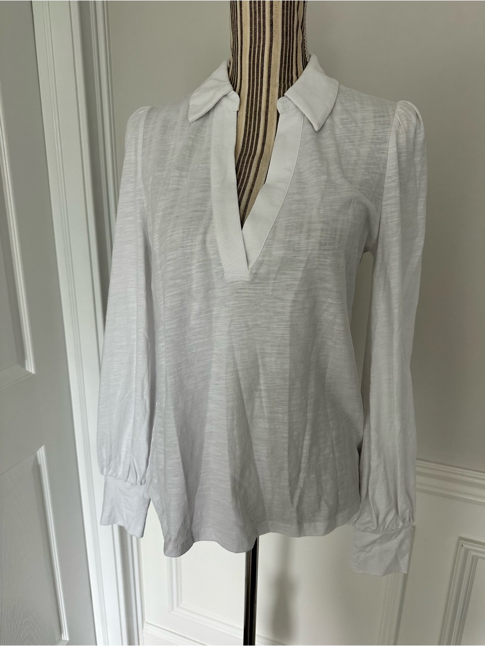 Boden T0892 White 100% Cotton Shirt Blouse — UK 8 US 4, NWT, Puffed Sleeve